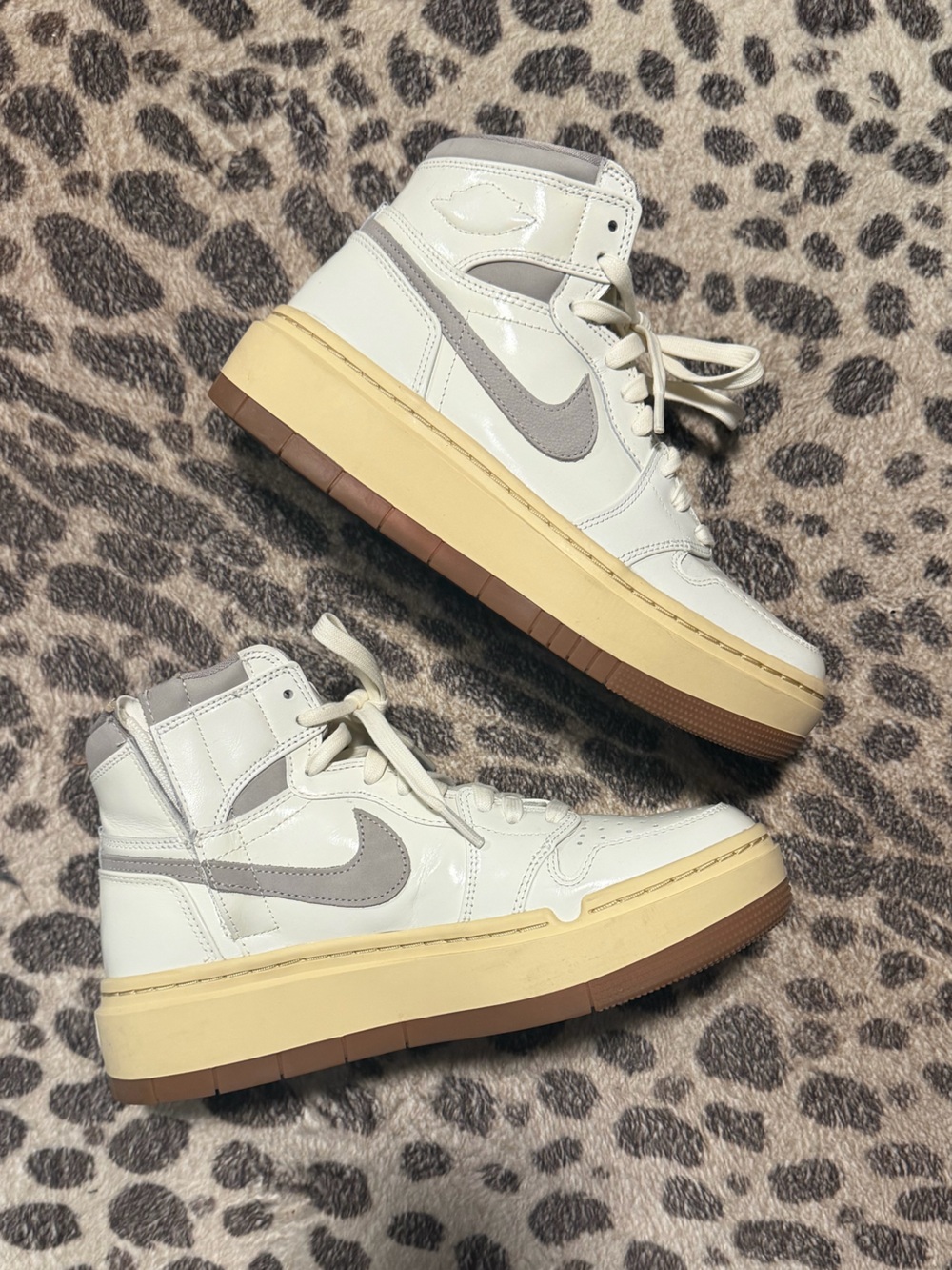 Nike Jordan High-Top Platform Sneakers in Pearlescent White